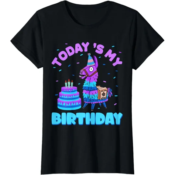 Todays My Birthday Llama Birthday Party Decorations Ladies' Crewneck T-Shirt