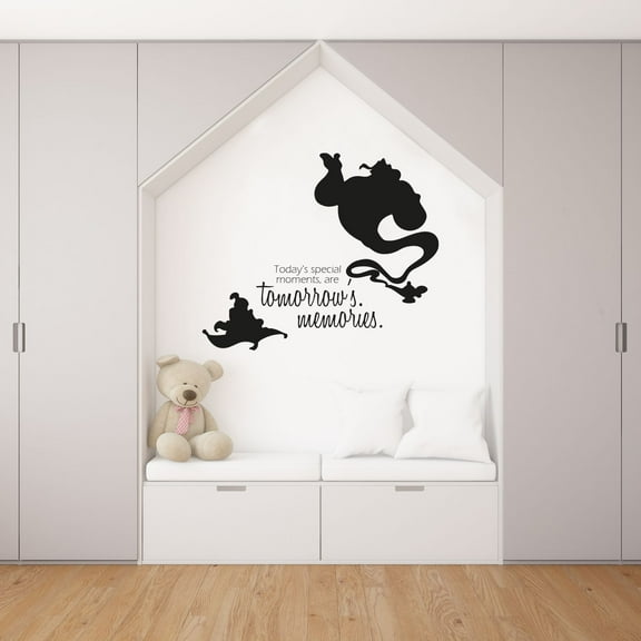Todays Special Moments Are Tomorrows Memories - Genie In Lamp Cartoon Aladin Cute Silhouette Drawing Art Vinyl Wall Art Wall Sticker Wall Decal For Home Wall Decoration Décor Design (20x20 inch)
