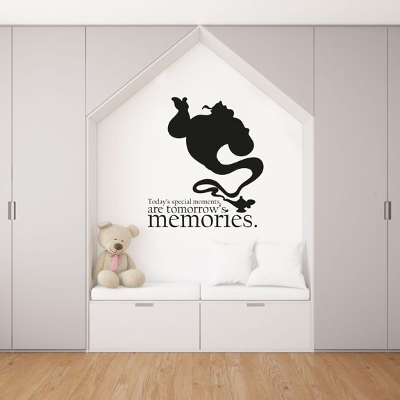 Todays Special Moments Are Tomorrows Memories - Kids Movie Aladdin Genie In Lamp Cute Silhouette Drawing Art Vinyl Wall Art Wall Sticker Wall Decal For Home Wall Decoration Décor Design (10x10 inch)