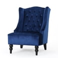thumbnail image 1 of Todd Accent Chair, Navy Blue Button Tufted Velvet, Classic Wingback Design, 1 of 5