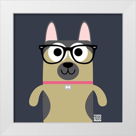 Todd Art 12x12 White Modern Wood Framed Museum Art Print Titled - Bow Wow German Shepherd
