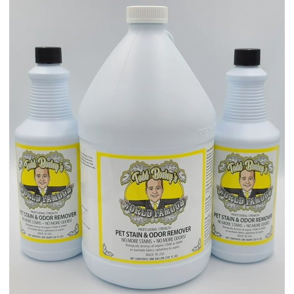 Todd Bosley's World Famous Pro Strength Pet Stain & Odor Remover - 1 Gallon & 2 Quarts - Powerful Enzymes That Remove The Odor Completely, Not Mask It, Leaving An Incredibly Pleasant Scent Behind!