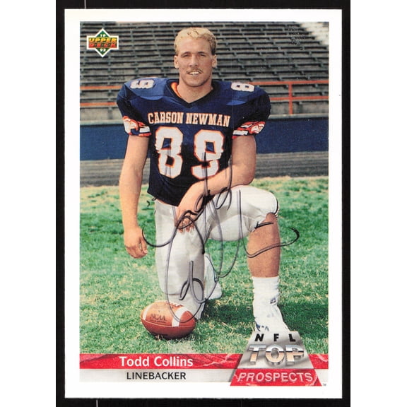 Todd Collins Autographed 1992 Upper Deck Gold Rookie Card #G16 New England Patriots SKU #259498