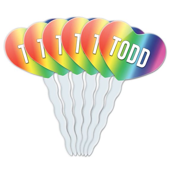 Todd Heart Love Cupcake Picks Toppers - Set of 6