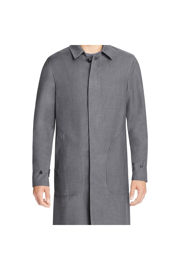 Todd Synder Mens Double Face Trench Coat, Grey, X-Large