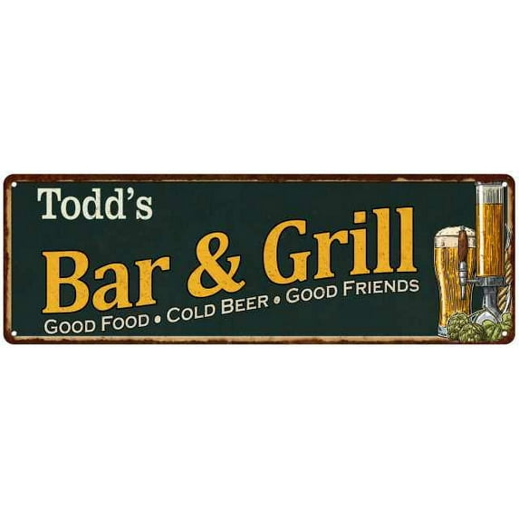 Todd's Bar and Grill Sign Man Cave Decor 8x24 Gift 108240055119