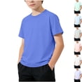 thumbnail image 1 of Toddeler Quick Dry T Shirts for Boys and Girls Short Sleeve Summer Going out Tops Crew Neck Breathable Cool Solid Color Pullover Shirts Unisex, for 3 to 13 Years, 1 of 8