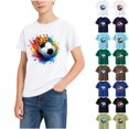 thumbnail image 1 of Toddeler Soccer Graphic T Shirts for Boys and Girls Short Sleeve Summer Print Going out Tops Crew Neck Cool Solid Color Pullover Shirts Unisex, for 2 to 13 Years, 1 of 8