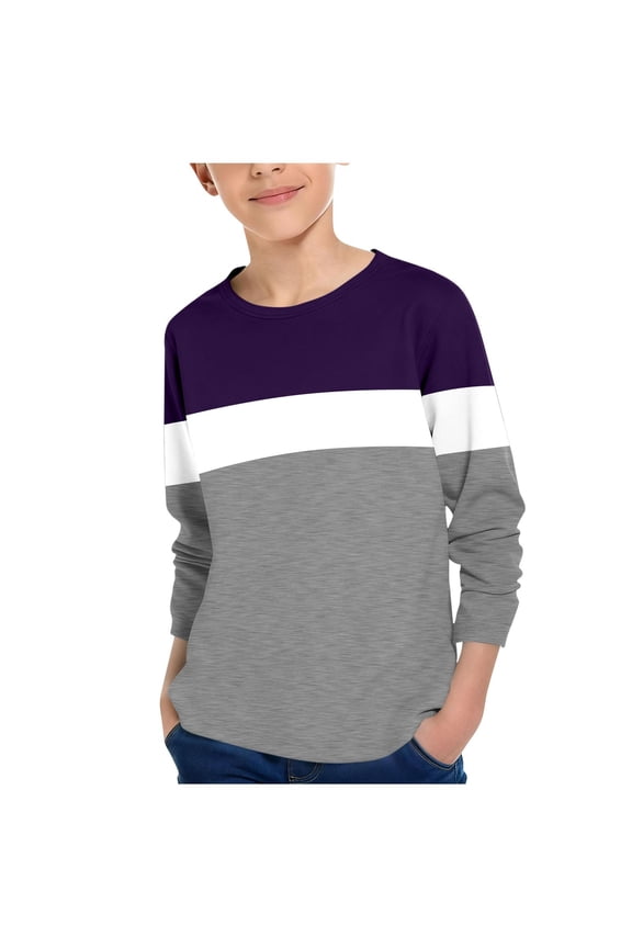 Todder Kids Base Layer Underwear Shirt Boys Girls Casual Crewneck Long Sleeve Pullover Tops, Purple