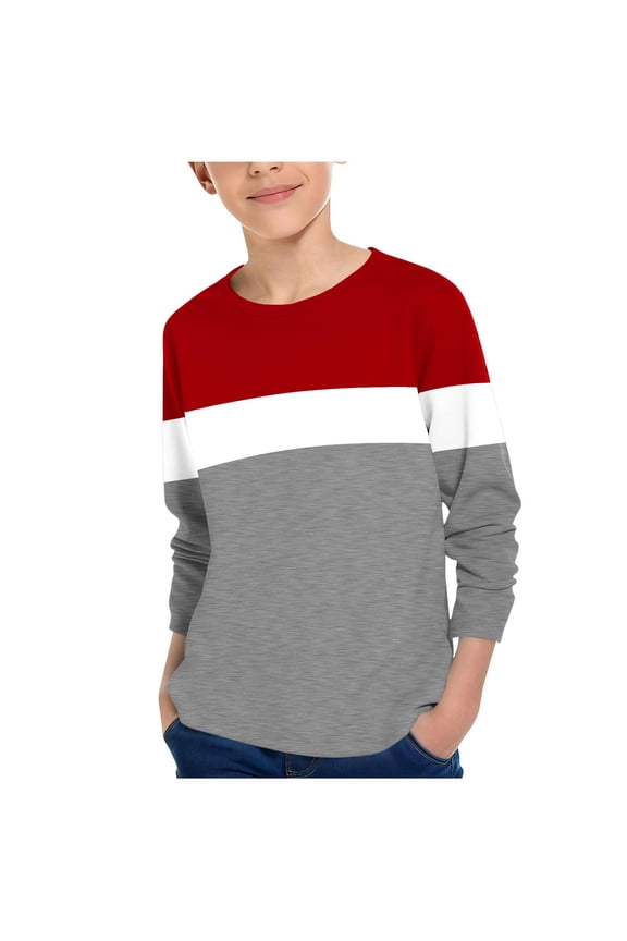 Todder Kids Base Layer Underwear Shirt Boys Girls Casual Crewneck Long Sleeve Pullover Tops, Red