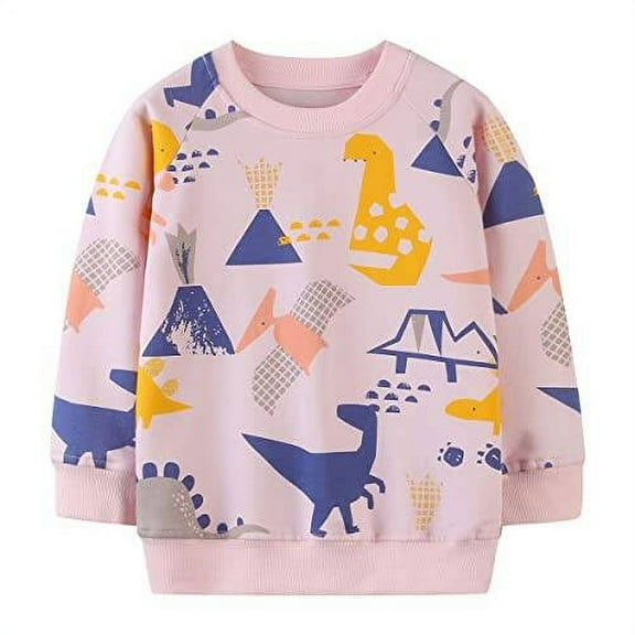 Toddle Girls Dinosaur Sweatshirts Casual Pullover Crewneck Winter Long Sleeve Shirts Clothes Size 7 (184)