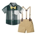 thumbnail image 1 of Toddler 2 Pack Baby Boys Short Sleeve Plaid Shirts Button Down Shirt Top Outwear Clothes, 1 of 4