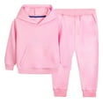 thumbnail image 1 of Toddler 2 Piece Sweatsuit Sets, Unisex Kids Soft Fleece Pullover Hooded Sweatshirt and Jogger Sweatpants Matching Sets Casual Solid Color Long Sleeve Travel Outfits, 1 of 5