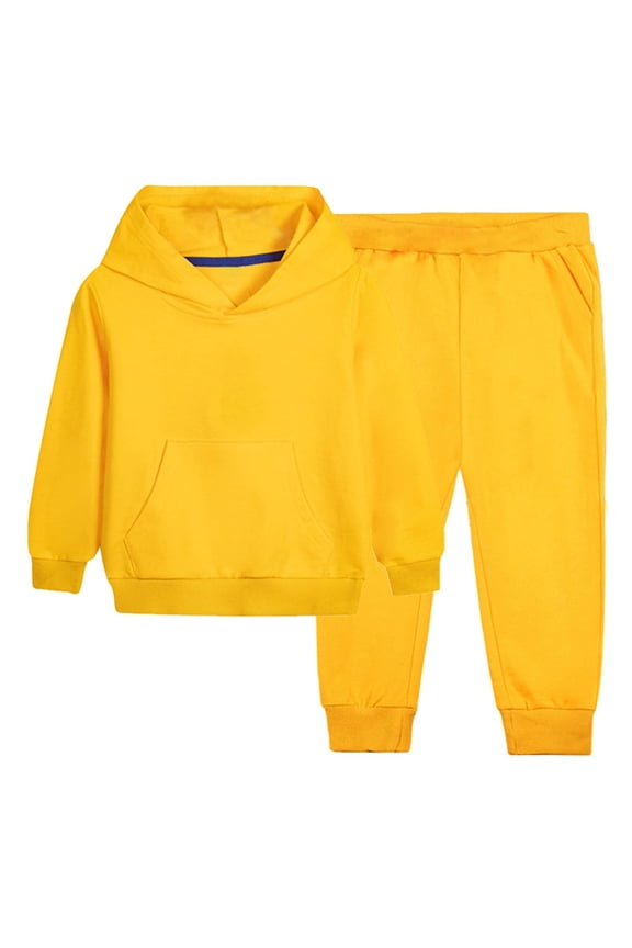 Toddler 2 Piece Sweatsuit Sets, Unisex Kids Soft Fleece Pullover Hooded Sweatshirt and Jogger Sweatpants Matching Sets Casual Solid Color Long Sleeve Travel Outfits