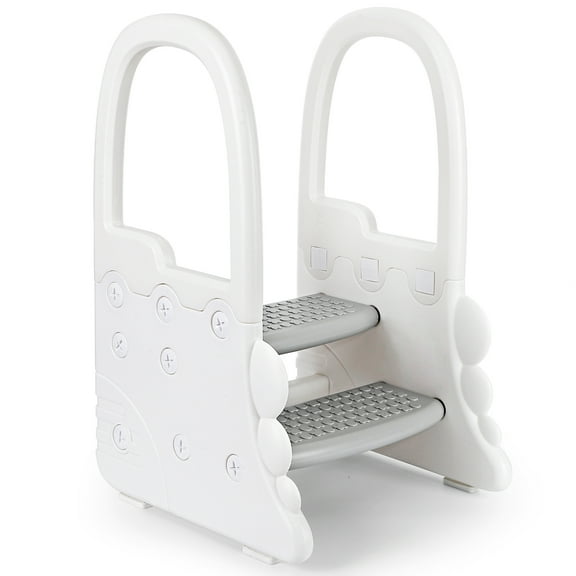 Toddler 2 Step Stool, Standing Tower for Toddlers Plastic Learning Helper Stool, with Handles and Non-Slip Pads, for Kitchen Counter Bathroom Sink Toilet Potty Training