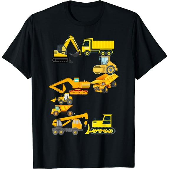Toddler 2nd Birthday Construction Trucks Themed 2 Year Old T-Shirt