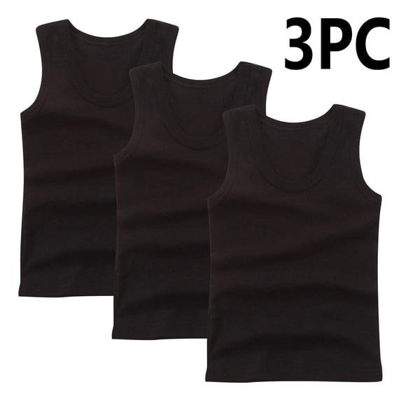 Toddler 3-Pack Boys Tank Tops Sleeveless Undershirts Kids Basic Tees Multipack Summer Casual Activewear Lightweight Playwear Soft Comfortable Everyday Lounge Shirts, Size 5-6