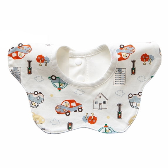 Toddler 360 Degree Rotation Drool Bibs Scarf Newborn Cartoon Printed Round Petal Burp Cloth for Unisex Baby Boys Girls