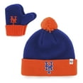 thumbnail image 1 of Toddler '47 Royal New York Mets Bam Bam Cuffed Knit Hat with Pom & Mittens Set, 1 of 1