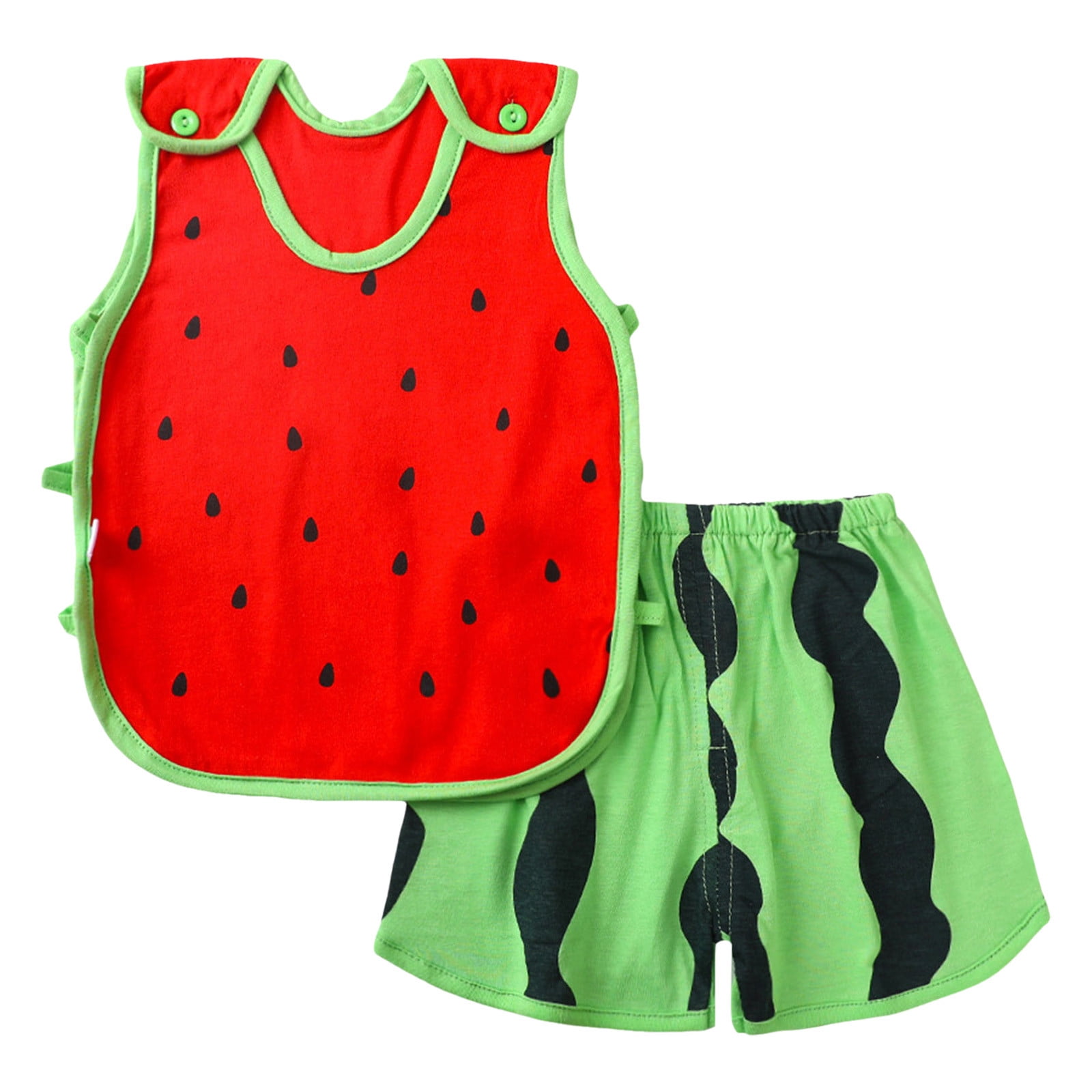 Toddler Boy Outfits Sleeveless Watermelon Prints Tops Shorts 2Pcs Set