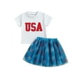 thumbnail image 1 of Toddler 4th Of July Outfit Baby Girl USA T-Shirt And Tulle Skirts Little Girls Dress Fourth Of July Clothes, 1 of 7