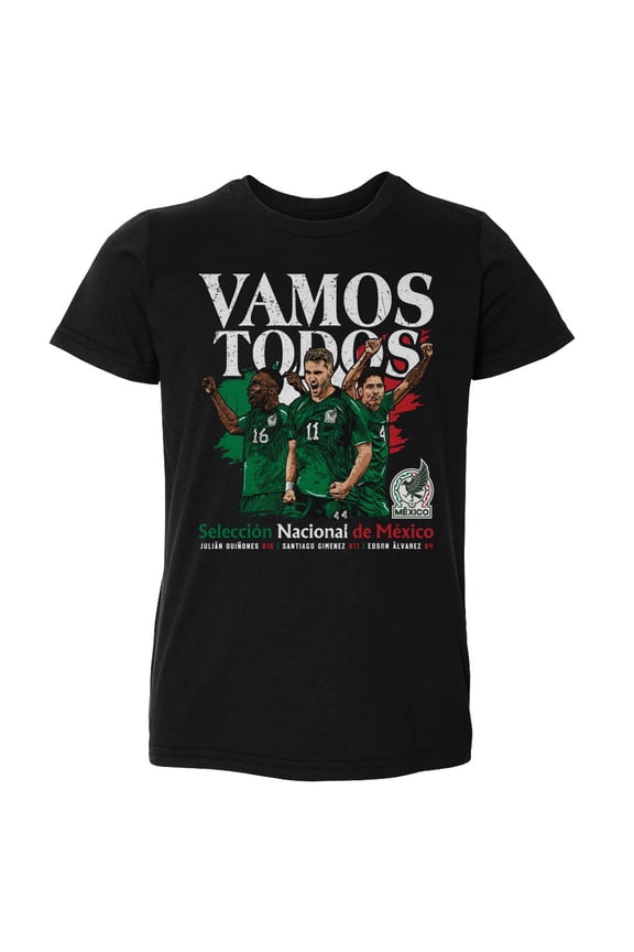 Toddler 500 Level Black Mexico National Team Vamos Todos Juli-n Qui-ones, Santiago Gim-nez & Edson -lvarez T-Shirt