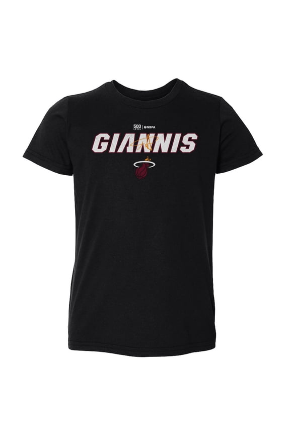 Toddler 500 Level Giannis Antetokounmpo Black Miami Heat Team Font T-Shirt