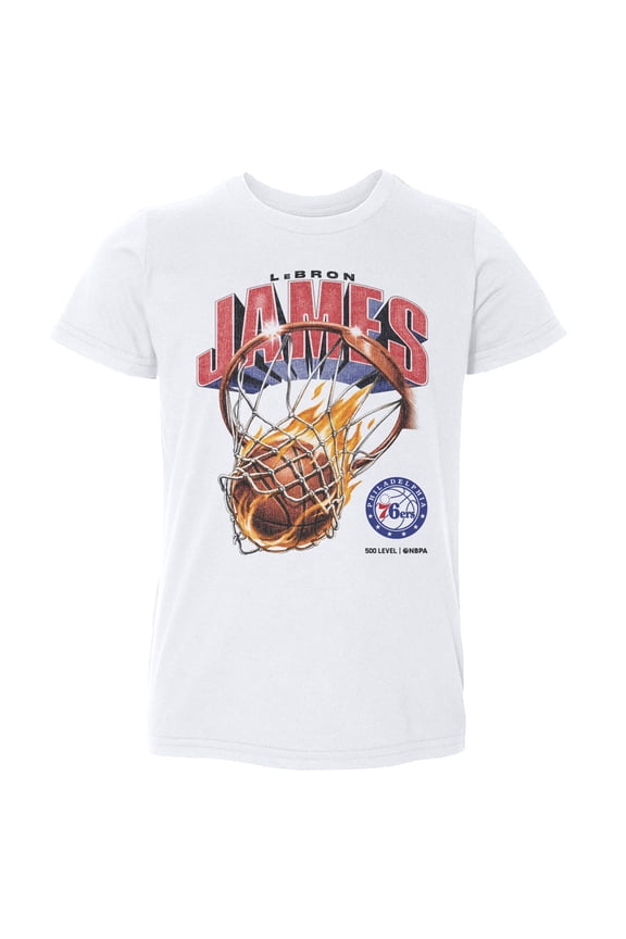 Toddler 500 Level LeBron James White Philadelphia 76ers On Fire T-Shirt