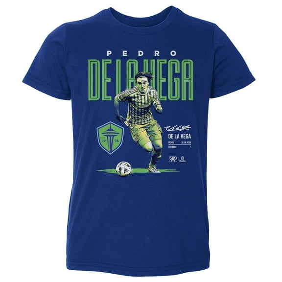 Toddler 500 Level Pedro de la Vega Blue Seattle Sounders FC Bitmap T-Shirt