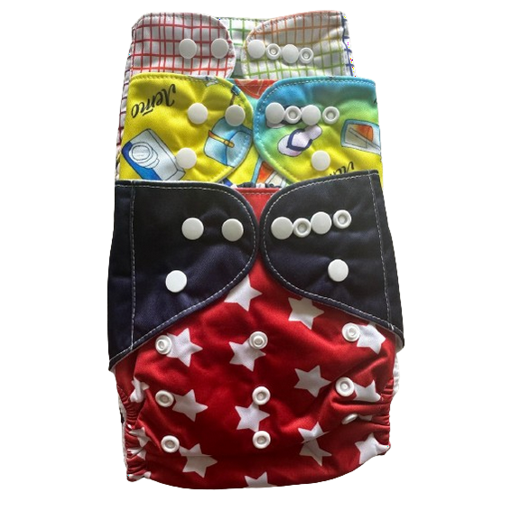 Toddler Adjustable Hybrid Cloth Diaper, multicolor, 6pk of diapers and inserts