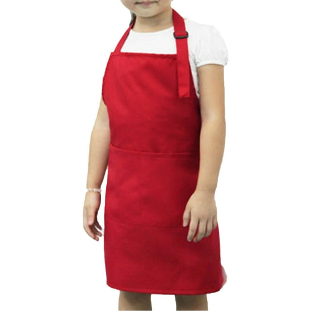 Toddler Adjustable Working Apron Children Solid Color Waterproof Apron Anti-oil Kitchen Cooking Baking Painting Bibs for Kids