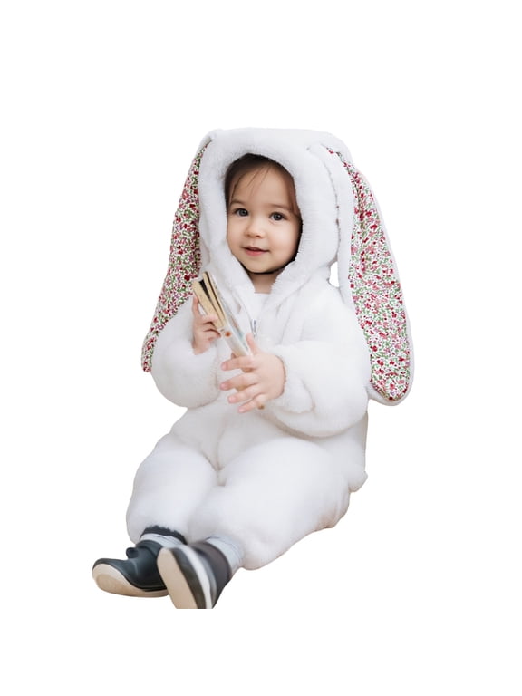 Toddler Adorable Rabbit Themed Boys Romper Jumpsuit Soft Winter Warm