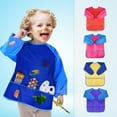 thumbnail image 1 of Toddler Art Smock with Sleeves & Pockets - Kids Painting Apron for Ages 2-6, Polyester Waterproof Craft Smock, Machine Washable, 22x17.5 Inches, Blue (1 Pack), 1 of 8