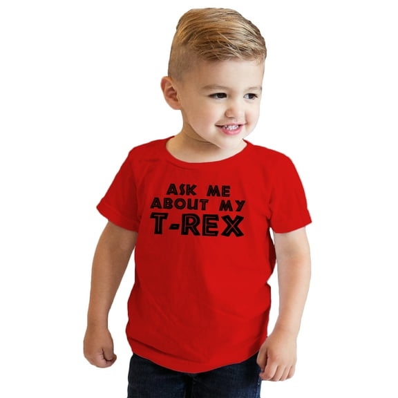 Toddler Ask Me About My Trex T Shirt Funny Cool Dinosaur Flip Humor Tee for Kids