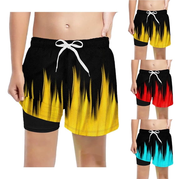 Toddler Athletic Shorts for Boys Elastic Waist Drawstring Mesh Running Shorts with Compression Liner Baseball Shorts Boys Summer Shorts Boys' Shorts 3-4 Years