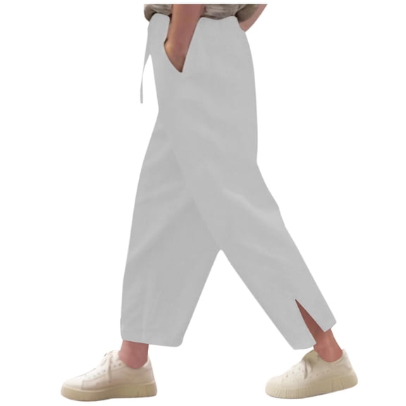 Toddler Athletic Sweatpants New Kids Girls Summer High Waist Pants Straight Leg Casual Loose Lightweight Trousers Trendy Beach Vacation Clothes White 12 Years