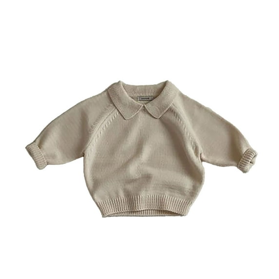Toddler Autumn New Korean Children's Soft Striped Lapel Sweater For Children Boy Small Shirt Boys T Shirts 5 Long Sleeved Toddler Kids Small Shirt Clothes Children Boy Baby Boys 2-3 Years Beige