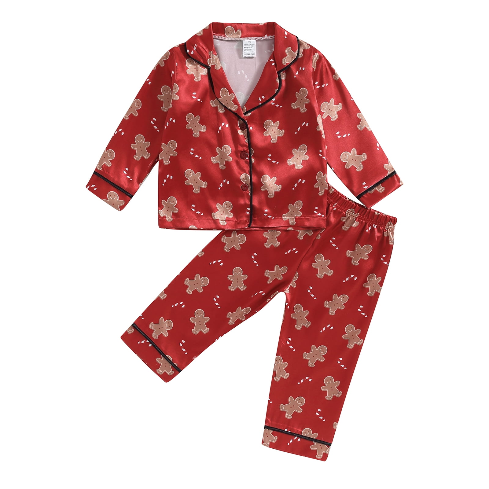 Toddler Baby 2Pcs Pajamas Set Christmas Long Sleeve Gingerbread Man