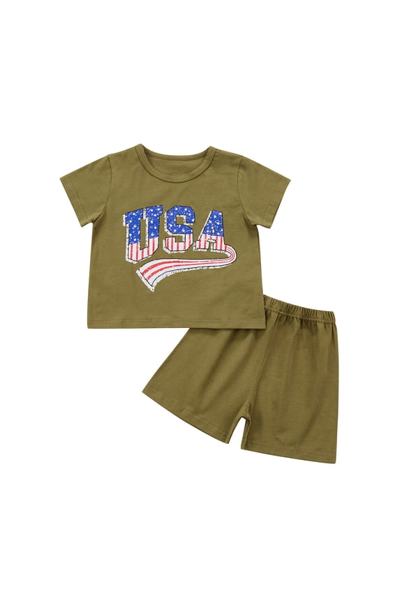 Toddler Baby 4th of July Outfit Boy Girl Oversized Romper/Shirts+Shorts Retro American Flag Matching Clothes 18M 2Y 3Y 4Y 5Y 6Y