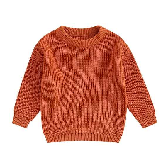 Toddler Baby Autumn Sweater, Solid Color Knit Long Sleeve Round Neck Knitwear Pullover