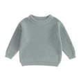 thumbnail image 1 of Toddler Baby Autumn Sweater, Solid Color Knit Long Sleeve Round Neck Knitwear Pullover, 1 of 10