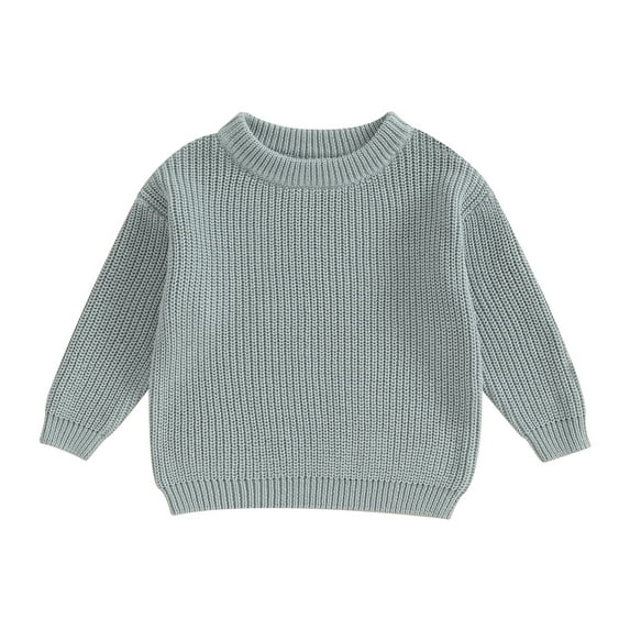 Toddler Baby Autumn Sweater, Solid Color Knit Long Sleeve Round Neck Knitwear Pullover