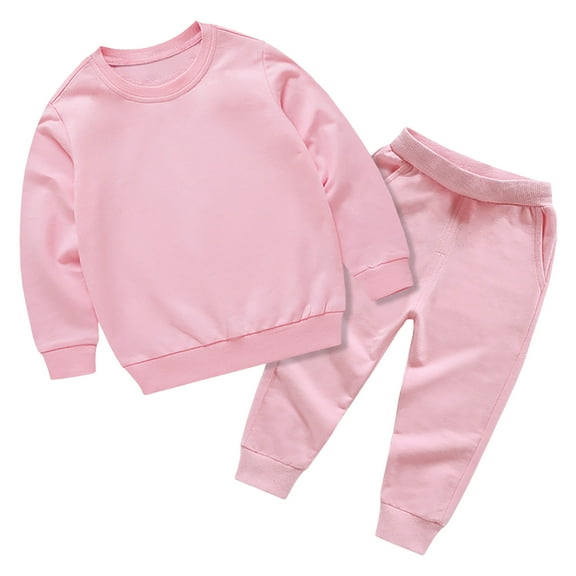 Caqnni Toddler Baby Boy 2 Piece Outfit Set Long Sleeve Sweatshirt Tops Casual Pants Spring Fall Clothes Fall Winter Set 12 18 24 M 1t 2t 3t 4t Pajamas & Dailywear Set（Pink，18-24 Months）