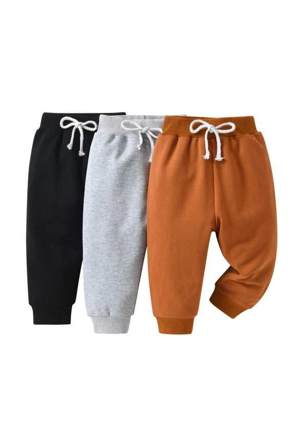 Toddler Baby Boy 3 Pack Sweatpants Solid Pants and Casual Joggers 12-18 Months