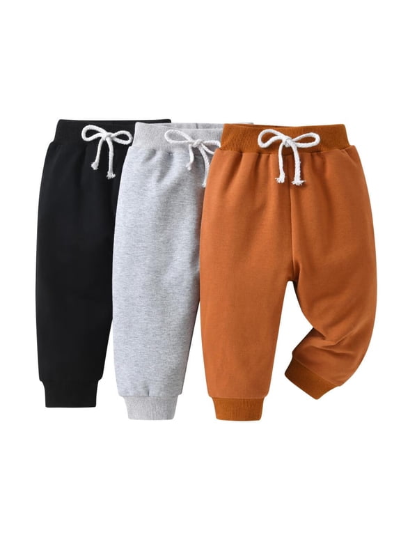 Toddler Baby Boy 3 Pack Sweatpants Solid Pants and Casual Joggers 18-24 Months