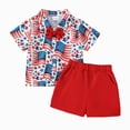 thumbnail image 1 of Toddler Baby Boy 4th of July Outfit Independence Day American Flag Print Bow Tie Button Down Shirt Shorts 2-Piece Patriotic Summer Set 6M 12M 18M 24M 2T 3T 4T, 1 of 6