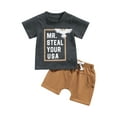 thumbnail image 1 of Toddler Baby Boy 4th of July Outfit 6M 12M 18M 2T 3T Mr Steal Your USA Short Sleeve T Shirt Tops Shorts Set Summer Clothes, 1 of 8