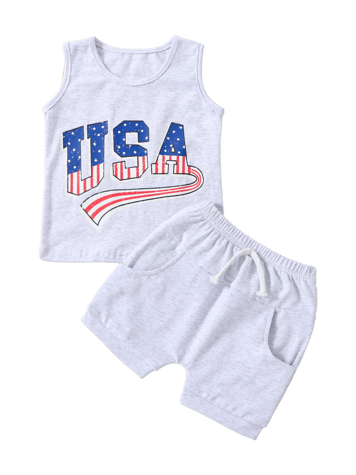 Toddler Baby Boy 4th of July Outfit American Flag Vest Tank Top ...