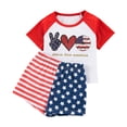 thumbnail image 1 of Toddler Baby Boy 4th of July Outfit Short Sleeve USA Flag Tee Shirt and Casual Shorts 2Pcs Fourth of July Summer Clothes,Red, 1 of 6
