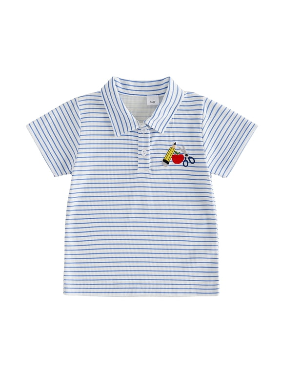 Toddler Baby Boy Back to School Shirt Pencil Apple Short Sleeve Waffle T Shirt Summer Clothes